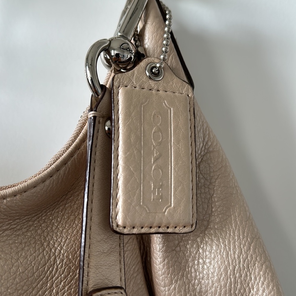 Coach KRISTIN Hobo Metallic Leather Bag/Purse Gold / Tan - Picture 7 of 12